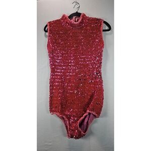 Vintage Advance/Chicago‎ Theatrical Red Sequin Leo-tard Bodysuit 16A
